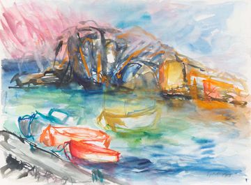 Aquarell Boote Istrien