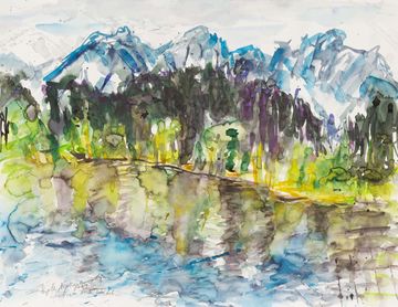 Aquarellbild Schwarzsee bei Kitzbühel